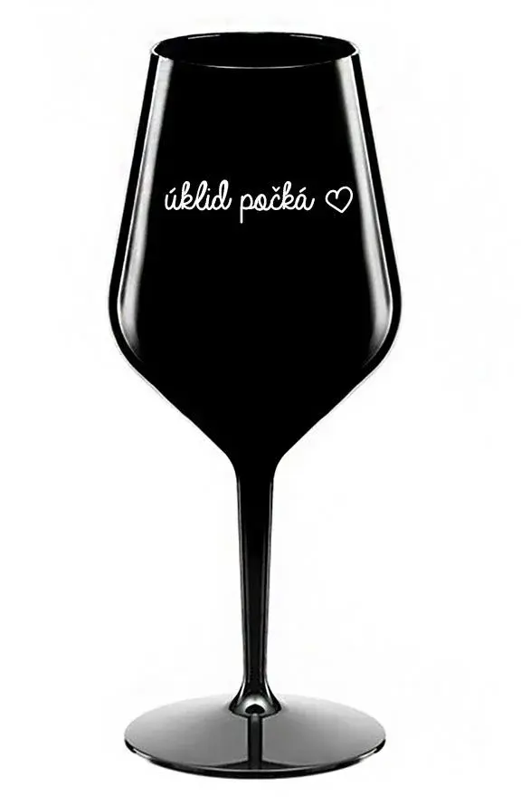 ÚKLID POČKÁ - černá nerozbitná sklenice na víno 470 ml