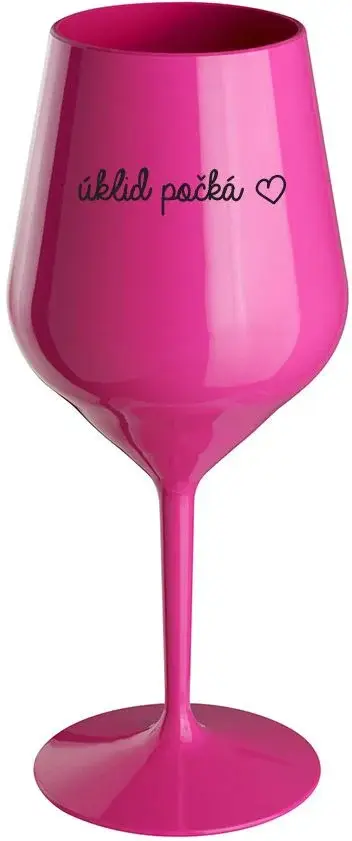 ÚKLID POČKÁ - růžová nerozbitná sklenice na víno 470 ml