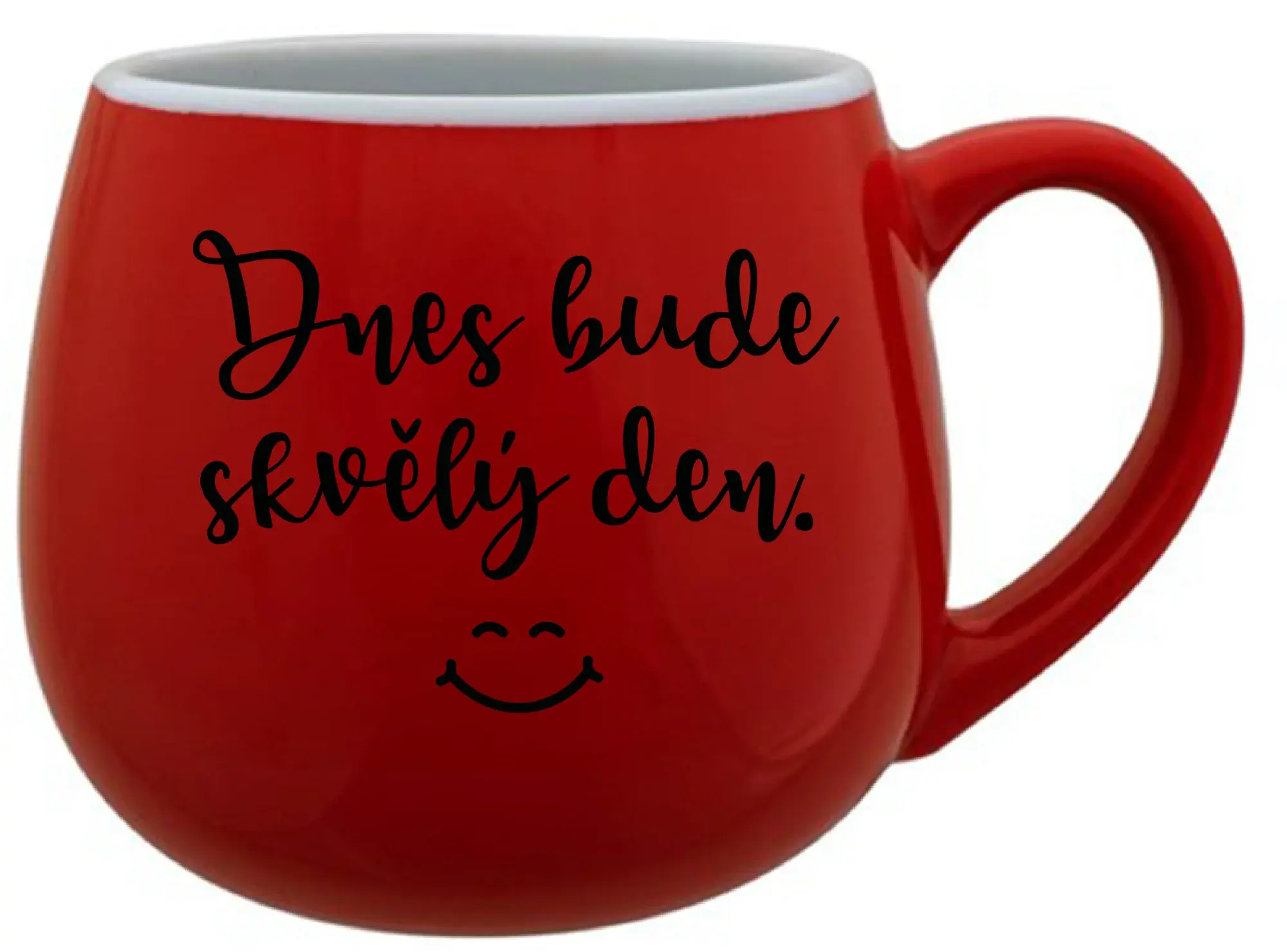 DNES BUDE SKVĚLÝ DEN. - červený keramický hrníček 300 ml