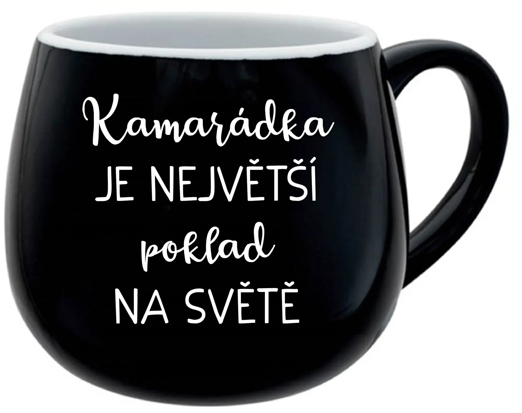 KAMARÁDKA JE NEJVĚTŠÍ POKLAD NA SVĚTĚ - černý keramický hrníček 300 ml