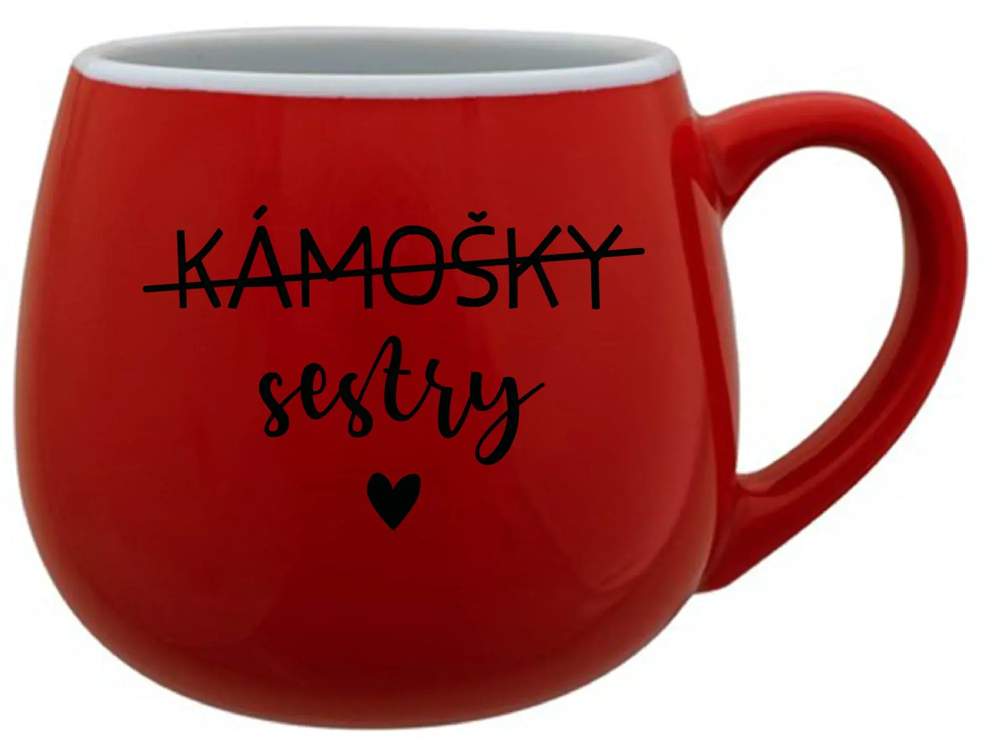 KÁMOŠKY SESTRY - červený keramický hrníček 300 ml