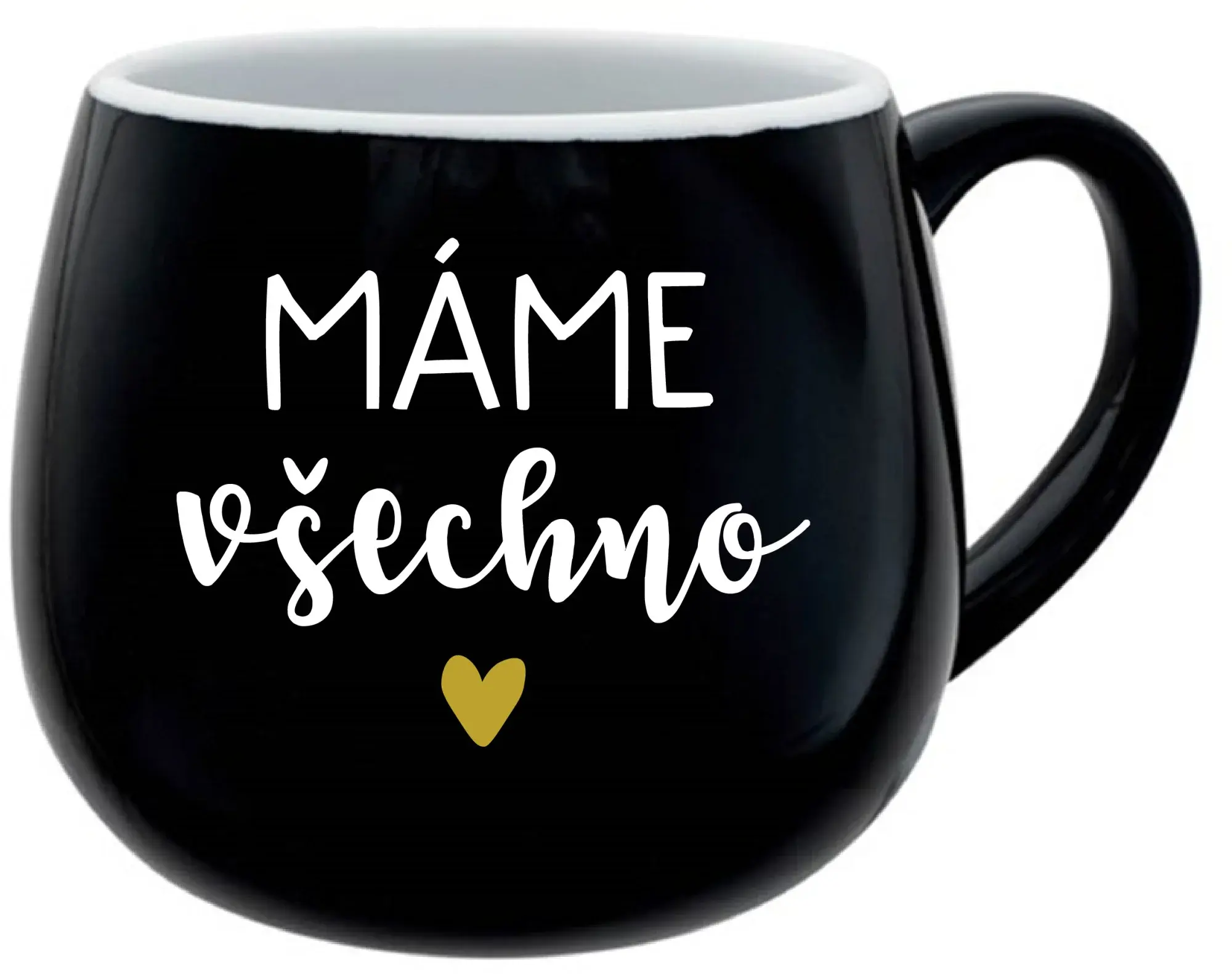MÁME VŠECHNO - černý keramický hrníček 300 ml