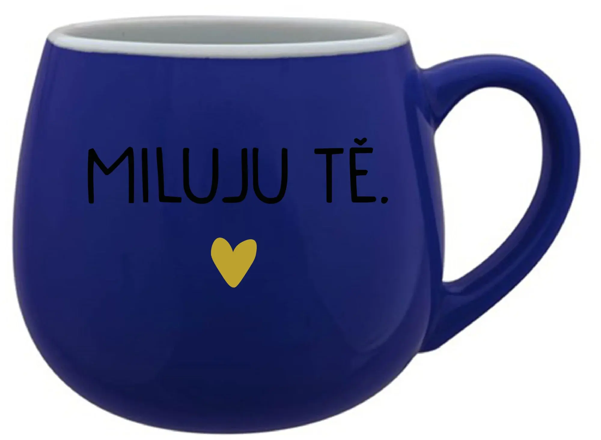 MILUJU TĚ. - modrý keramický hrníček 300 ml