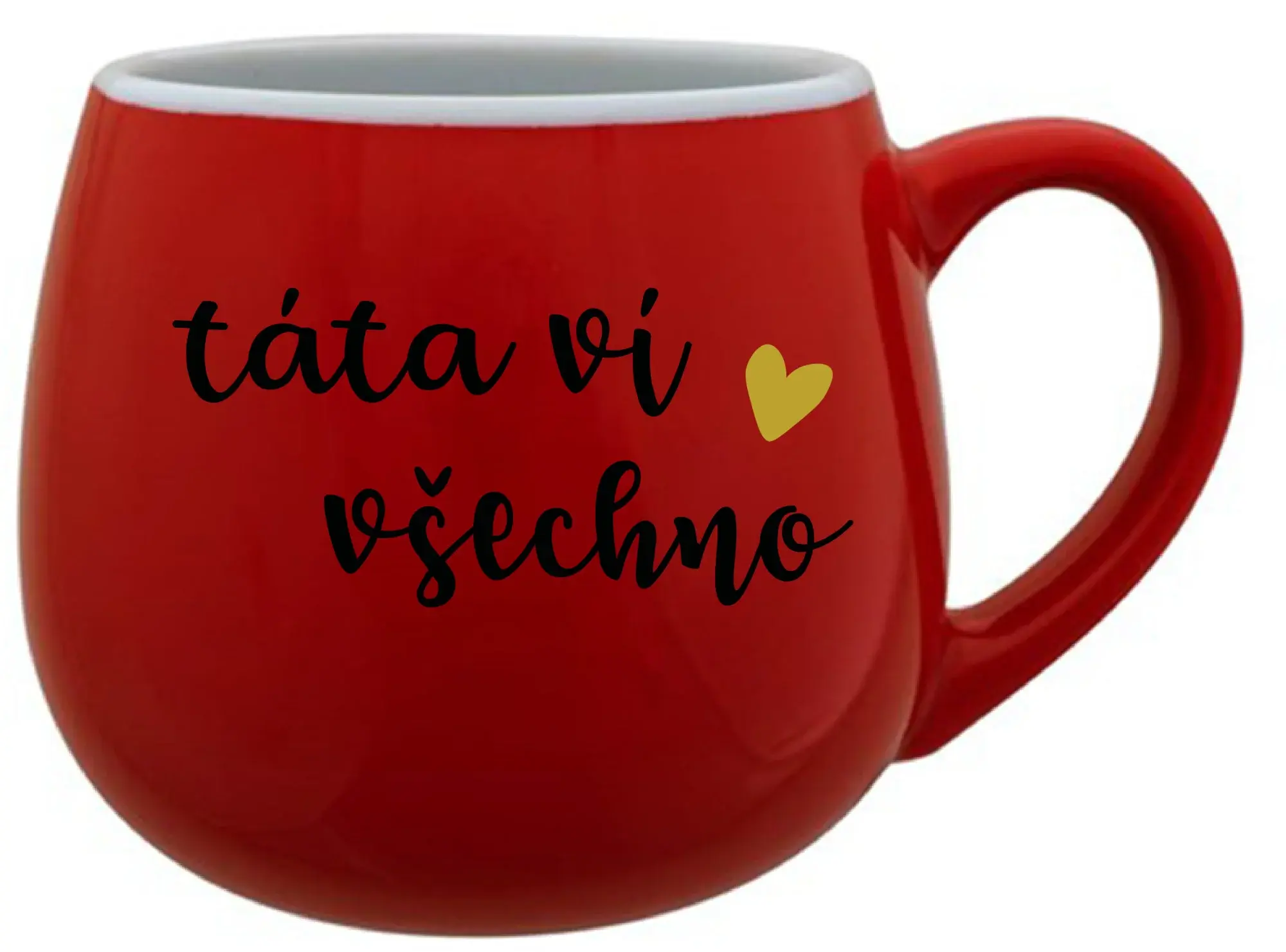 TÁTA VÍ VŠECHNO - červený keramický hrníček 300 ml