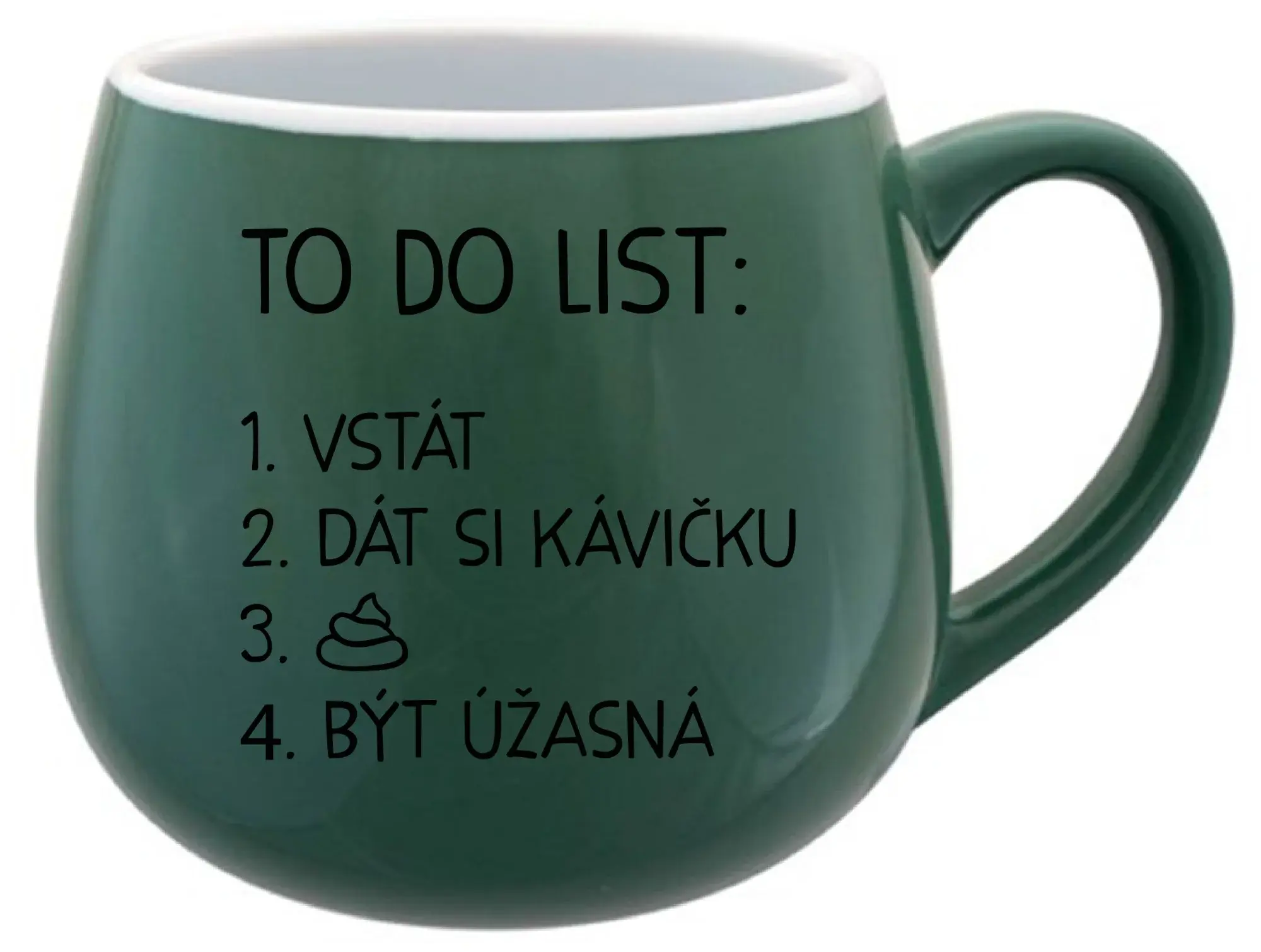 TO DO LIST: BÝT ÚŽASNÁ - zelený keramický hrníček 300 ml