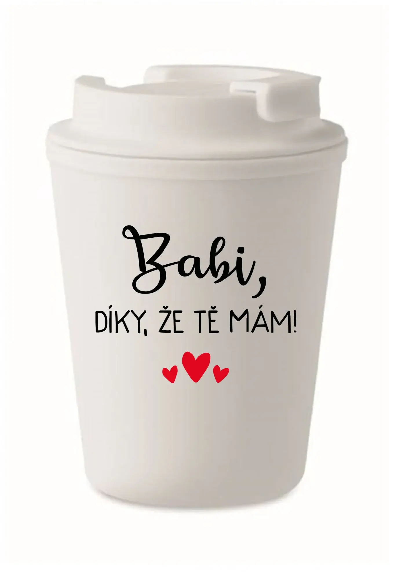 BABI, DÍKY, ŽE TĚ MÁM! - bílý termohrnek 300 ml