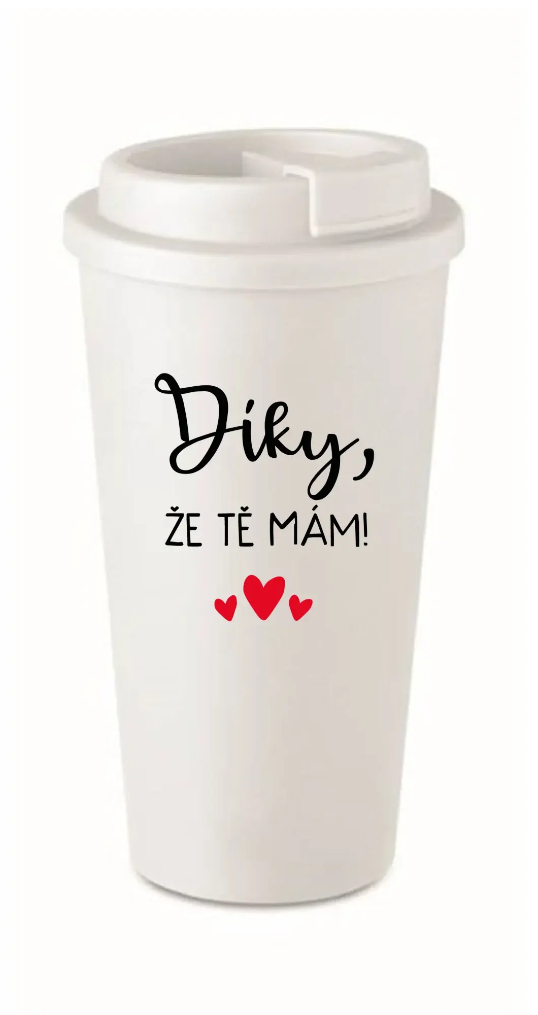 DÍKY, ŽE TĚ MÁM! - bílý termohrnek 475 ml
