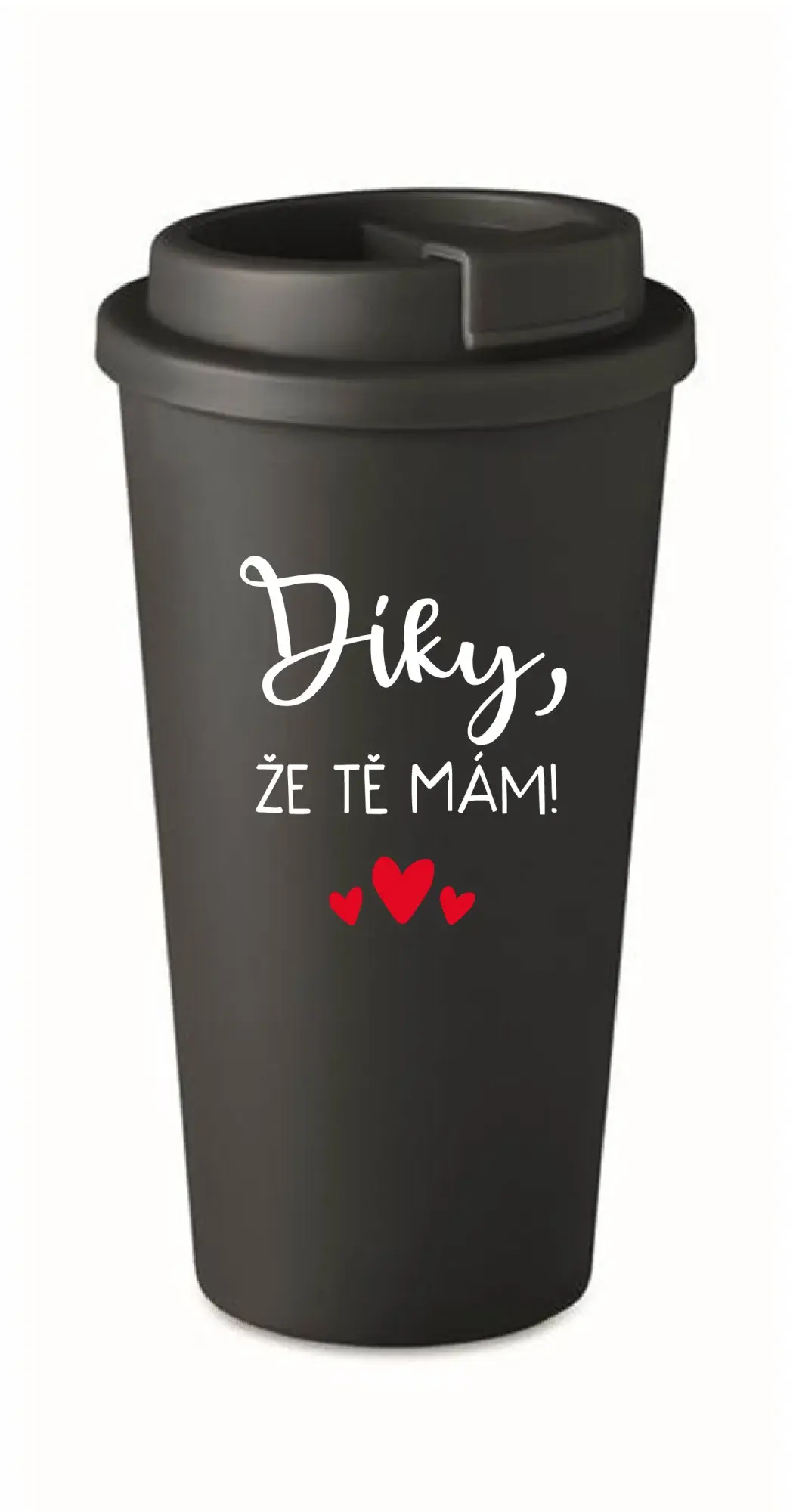 DÍKY, ŽE TĚ MÁM! - černý termohrnek 475 ml
