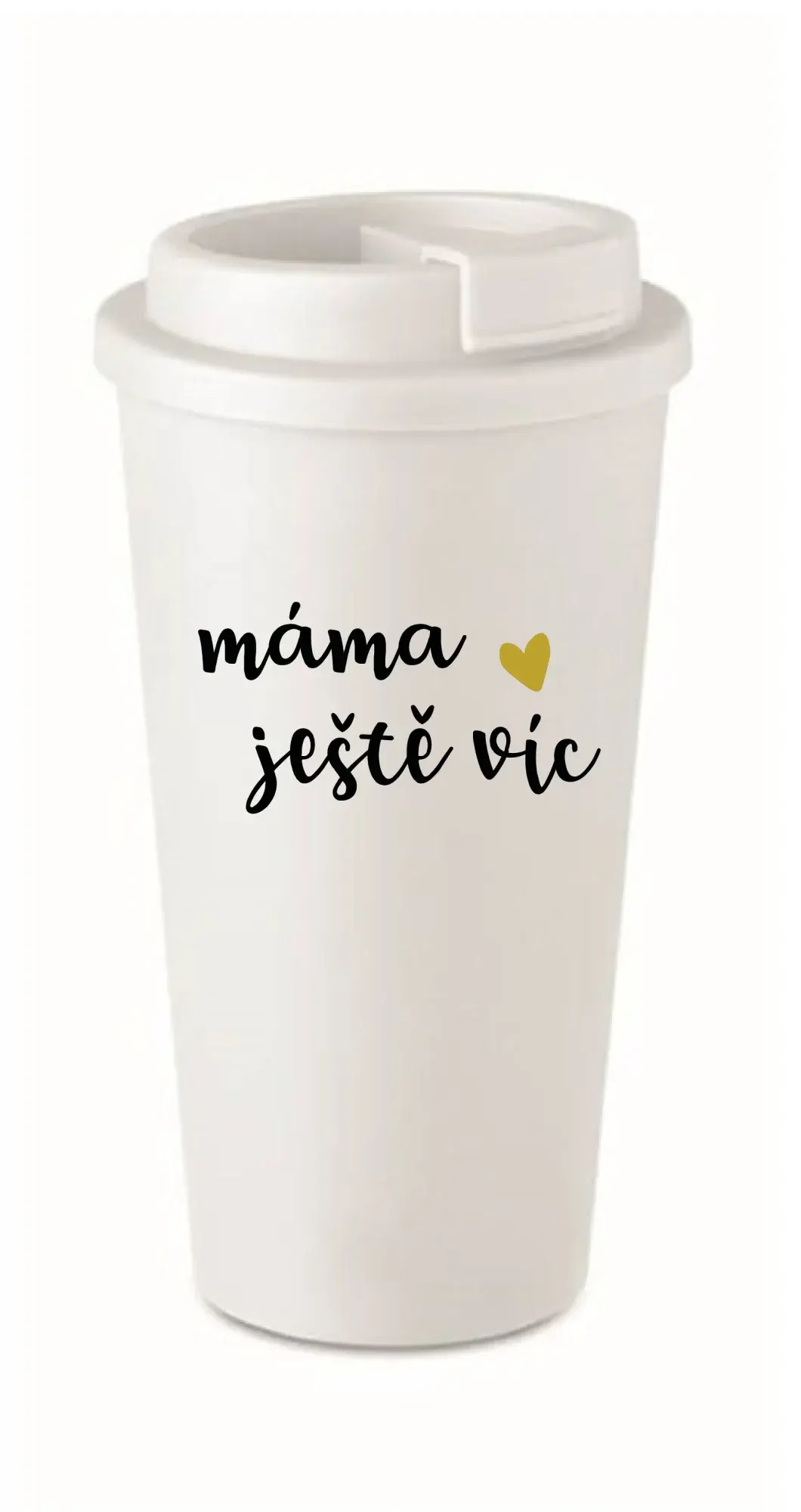 MÁMA JEŠTĚ VÍC - bílý termohrnek 475 ml