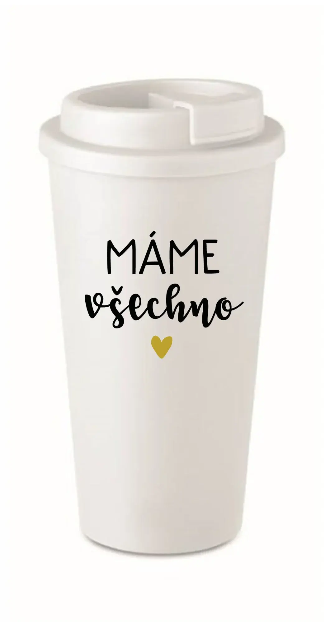 MÁME VŠECHNO - bílý termohrnek 475 ml