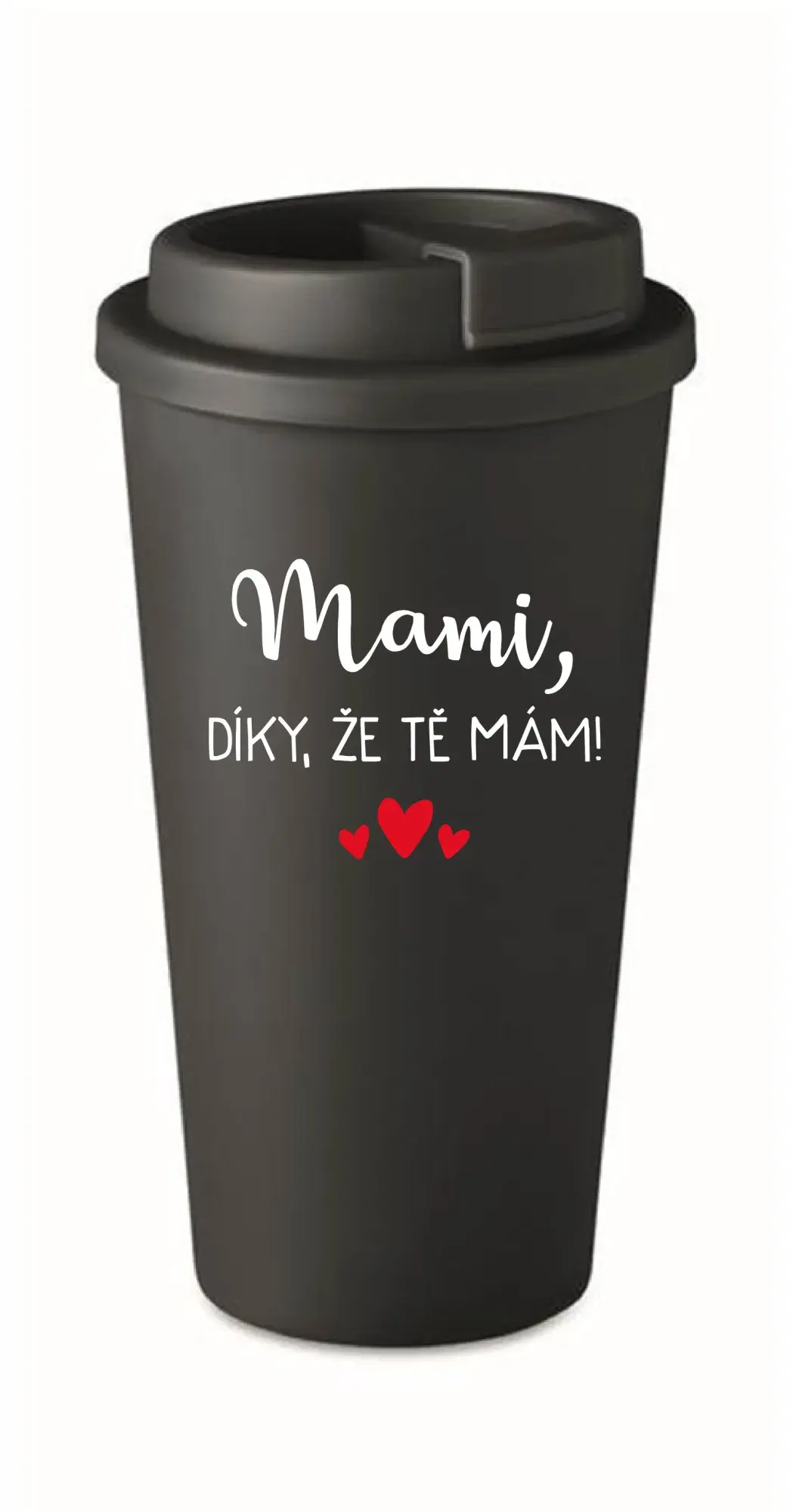MAMI, DÍKY, ŽE TĚ MÁM! - černý termohrnek 475 ml