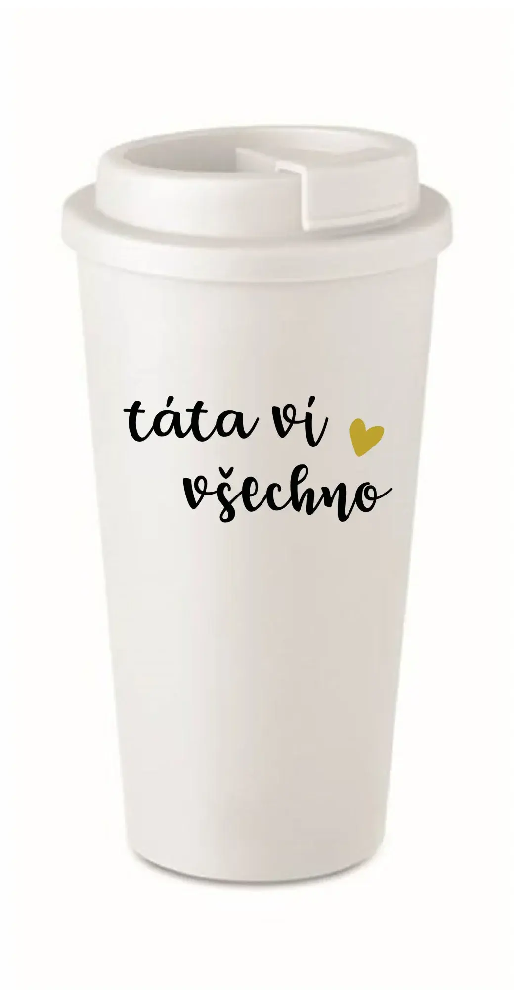 TÁTA VÍ VŠECHNO - bílý termohrnek 475 ml