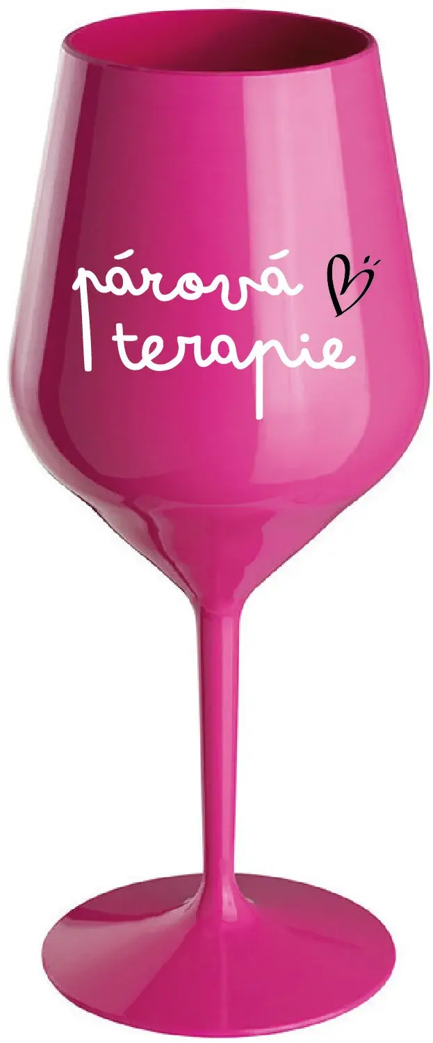 PÁROVÁ TERAPIE - růžová nerozbitná sklenice na víno 470 ml