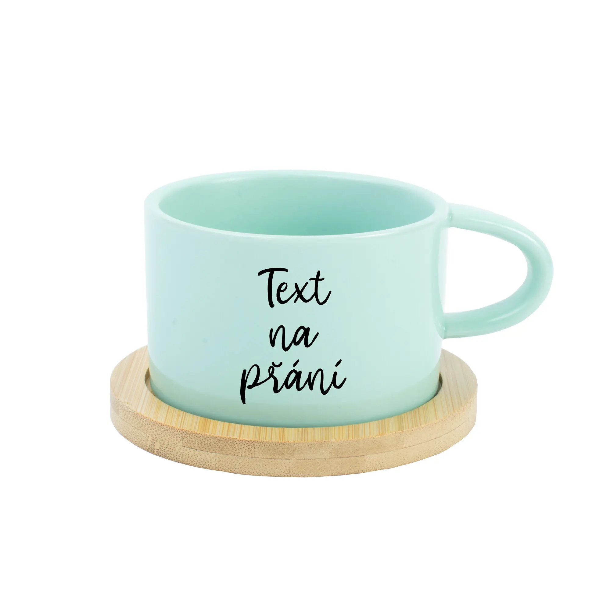 TEXT NA PŘÁNÍ - mint keramický hrníček Makronka 200 ml