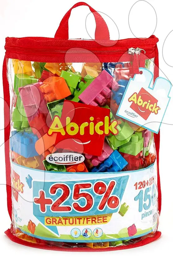 Stavebnice v tašce Abrick Écoiffier 120 dílů + 25 % zdarma (150 kostek) od 18 měsíců