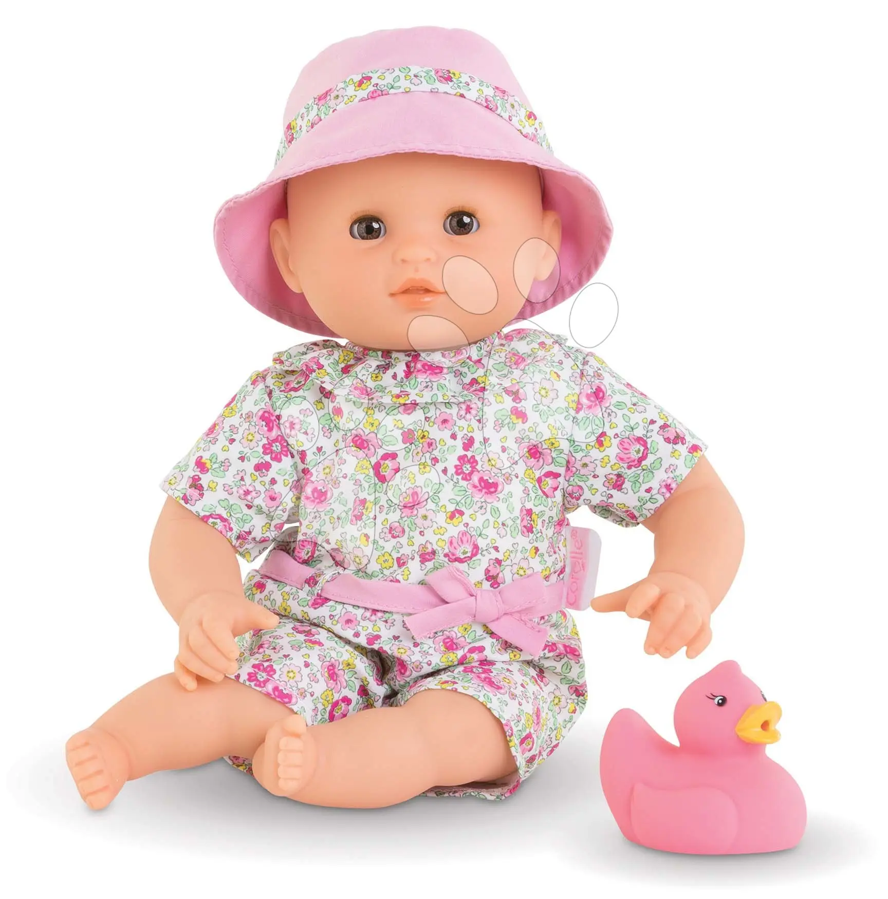 Bábika na koupání pro miminka Bébé Bath Coralie Corolle s hnědými klapkajícími očky a každou 30 cm od 18 měs