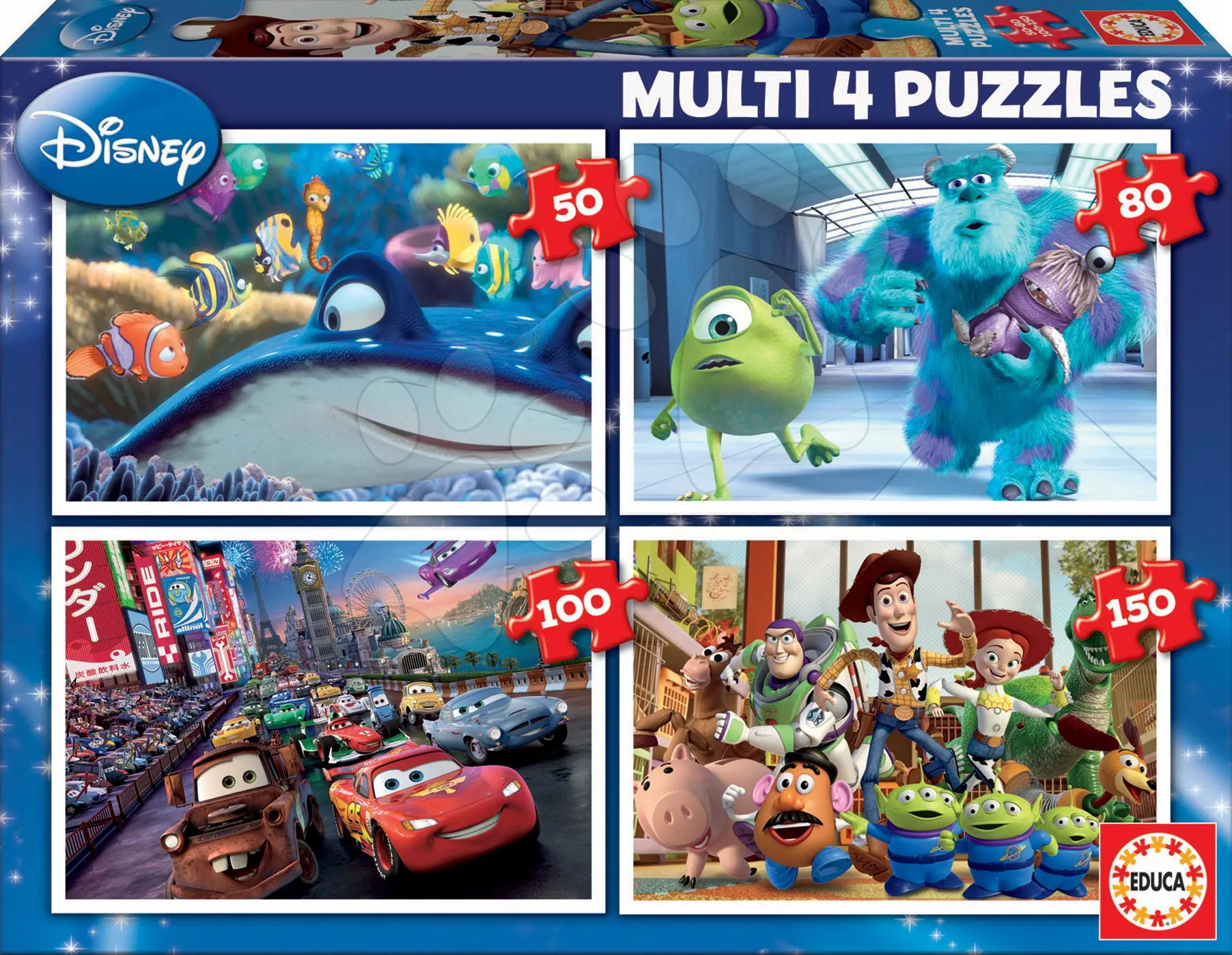 Disney Pixar Mix 4v1 - puzzle z kategorie 15 – 60 dielikov