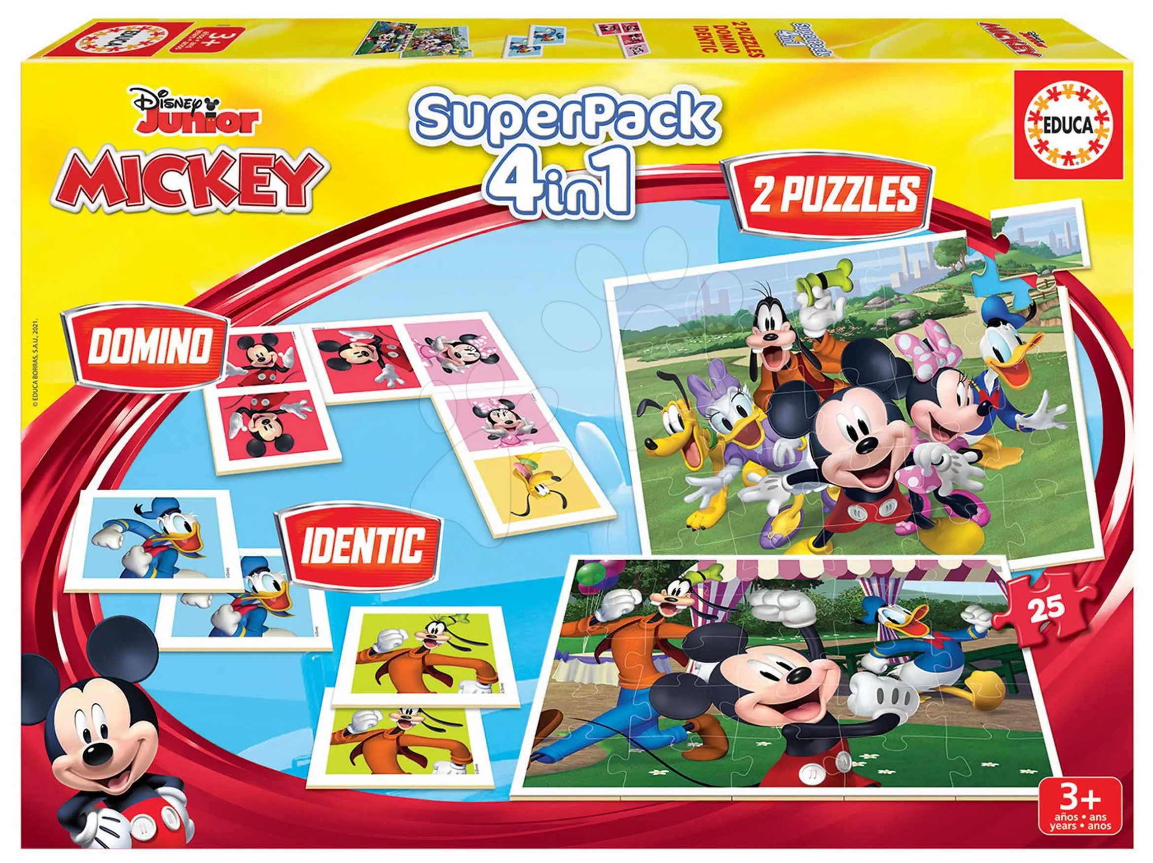 Puzzle domino a pexeso Mickey and Friends Disney Superpack Educa 2 x 25 dílků