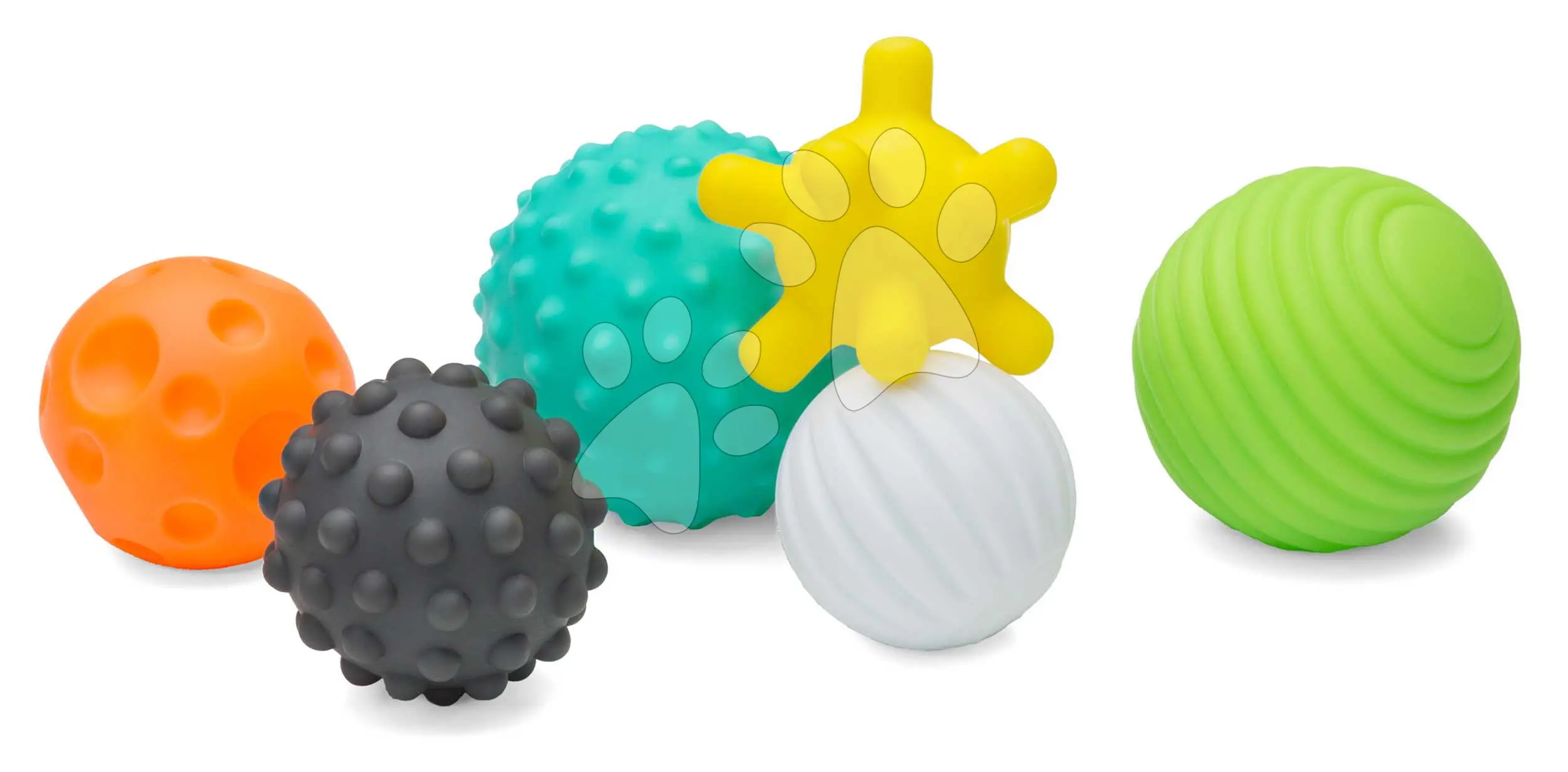 Senzorické kuličky s texturami Textured Multi Ball Set Infantino 6 barevných kuliček od 6 měsíců
