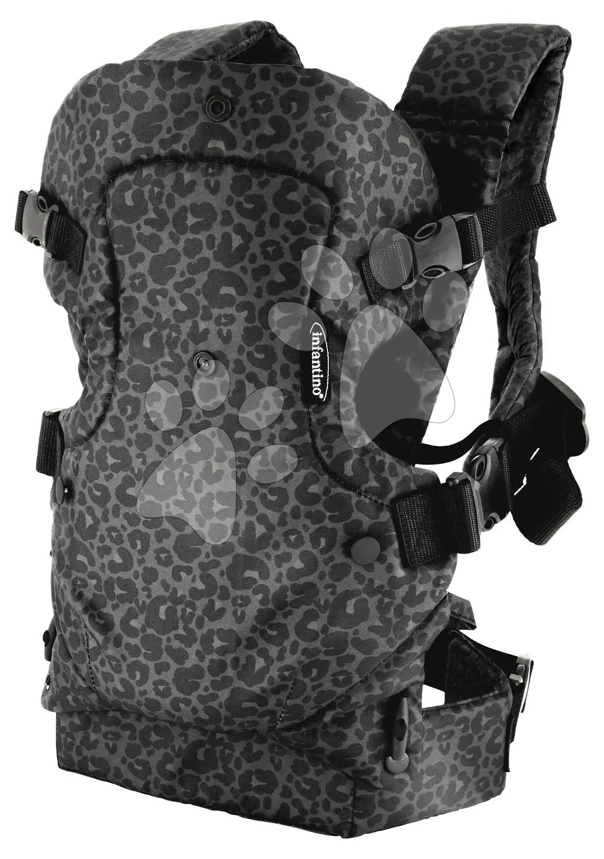 Nosič pro dítě Flip 4v1 Convertible Carrier Leopard Black Infantino 4 způsoby nošení s leopardím vzorem černý od 3,6-14,5 kg od 0 měsíců
