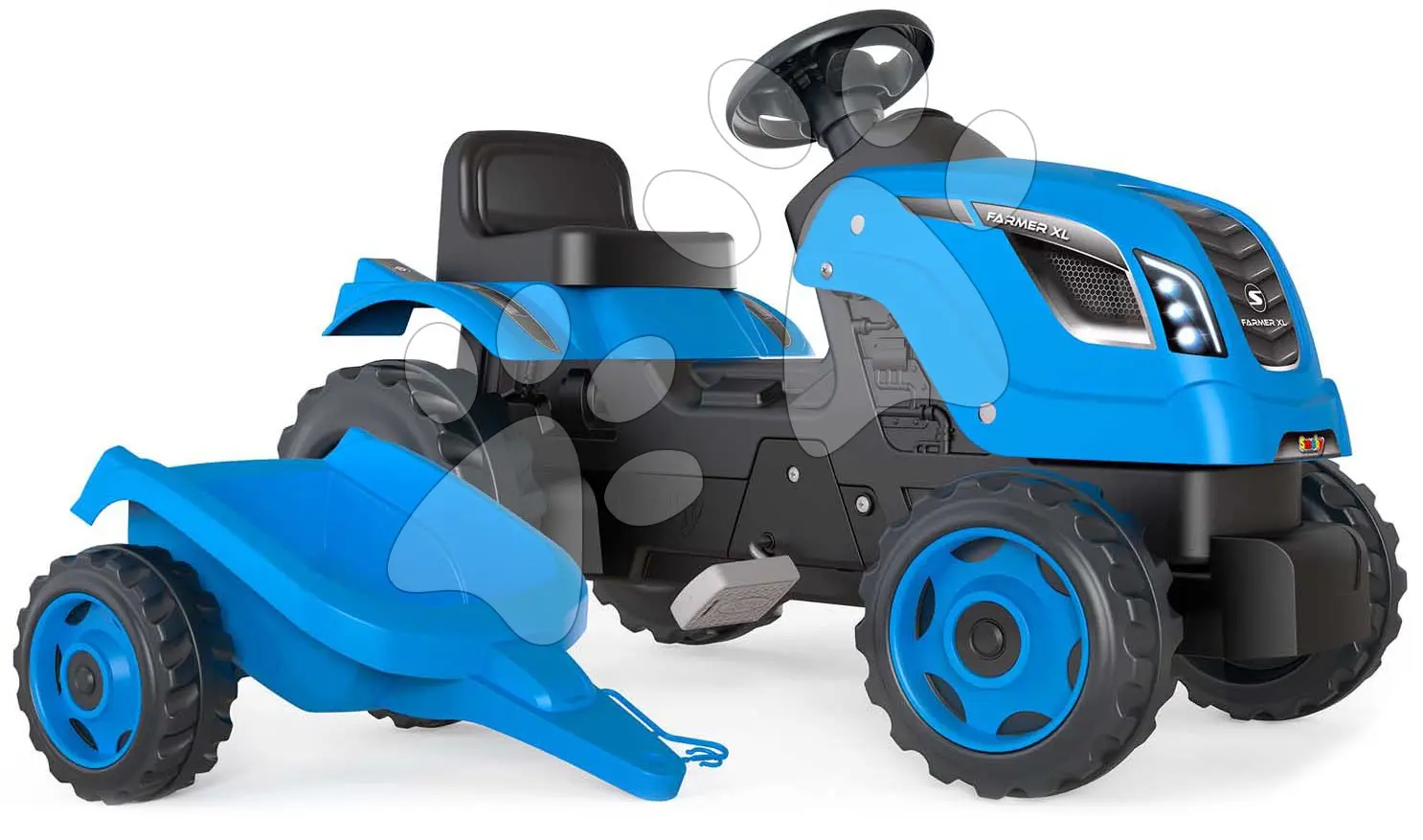 Smoby Šlapací traktor Farmer XL modrý s vozíkem