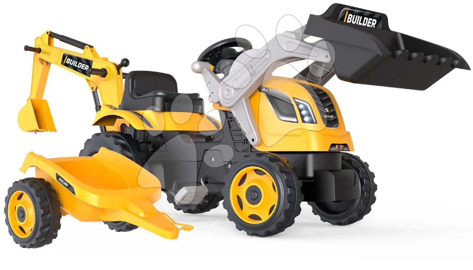 Šlapací traktor Builder Max s bagrem a vozíkem