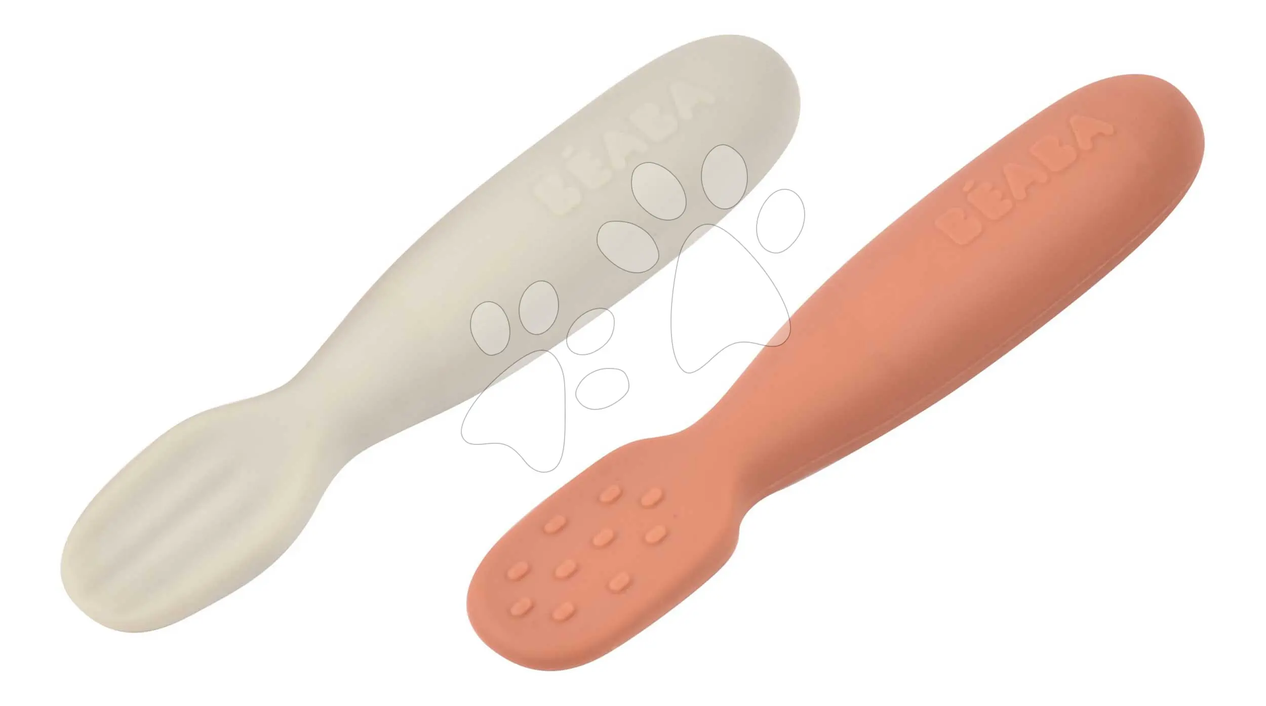 Beaba První trénovací lžičky silikonové Terracotta / Velvet Grey