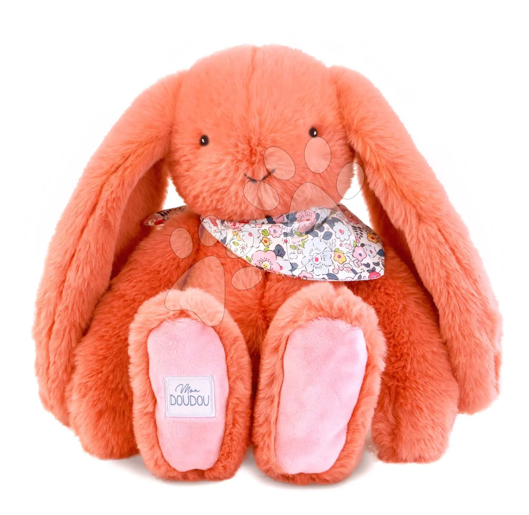 Doudou Plyšový králíček s šátkem terakotový 35 cm