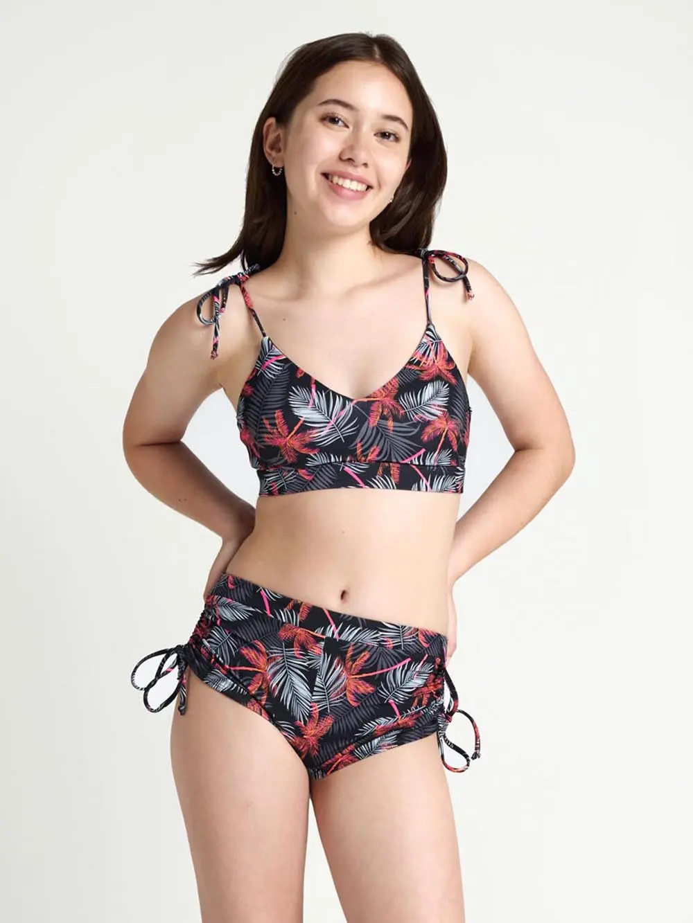 Dívčí menstruační plavky Modibodi Teen High Short Jungle Palm Black spodní díl (MODI4377) 8-10 let