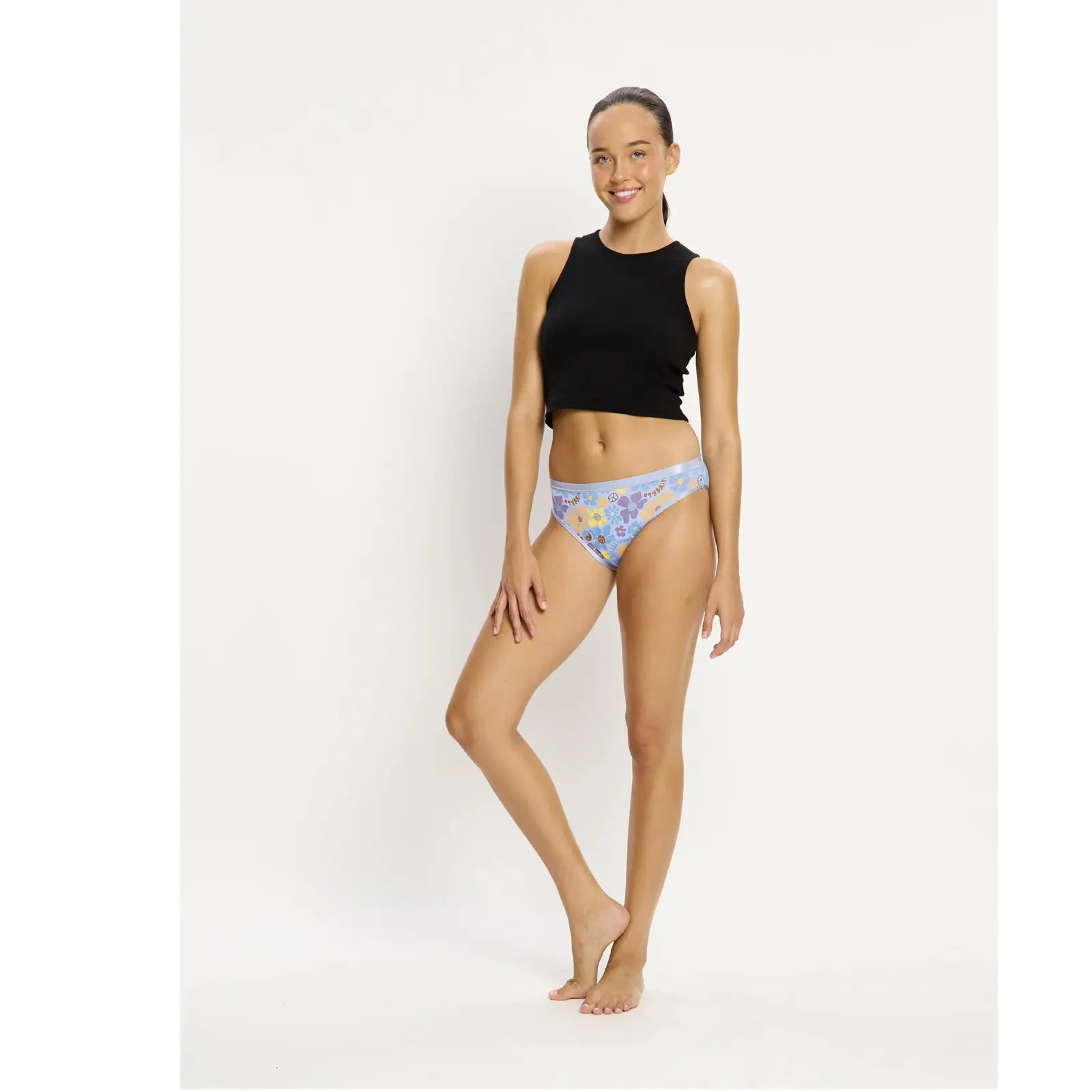 Menstruační kalhotky Modibodi Classic Bikini Super Happy Daisy Blue (CLBIMHHDBW)
