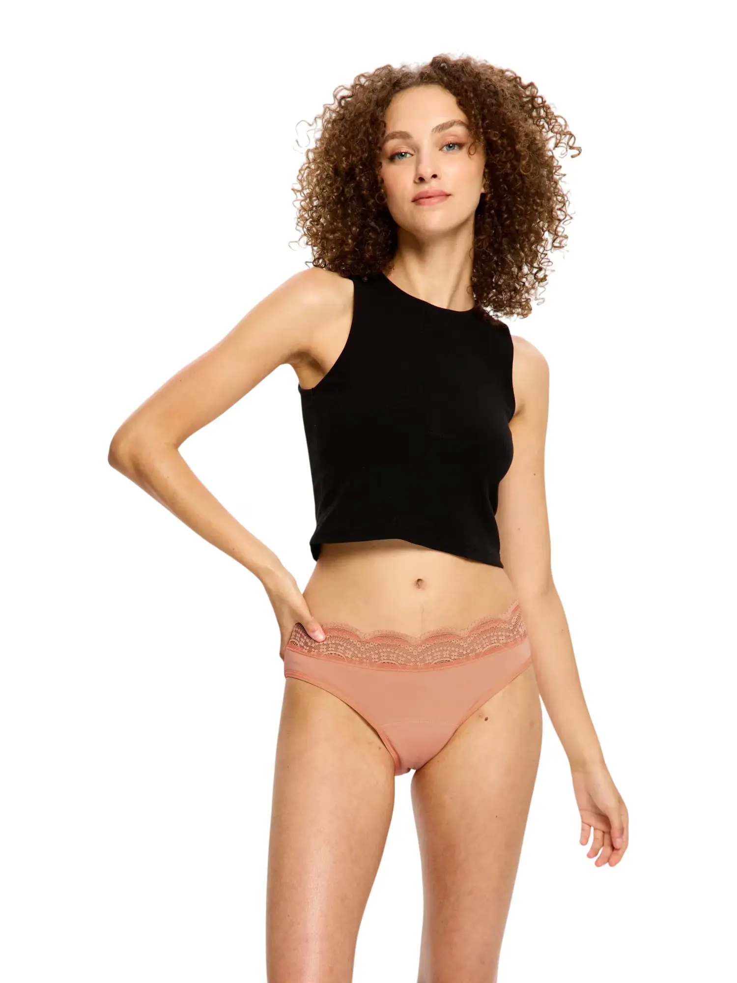 Menstruační kalhotky Modibodi Sensual Hi Waist Bikini Light Cameo Peach (MKMSHWLCP) 6XL