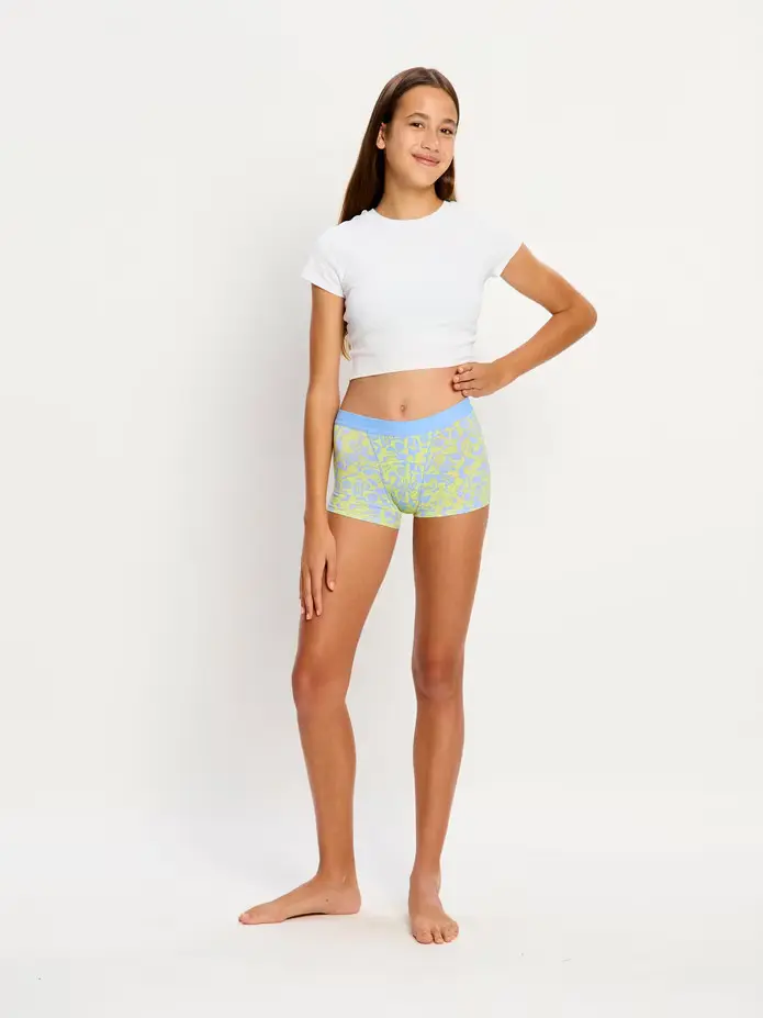 Dívčí menstruační kalhotky Modibodi Teen Hipster Boyshort Super Groovy Green (DMKMTHBSWWP) 16-18 let