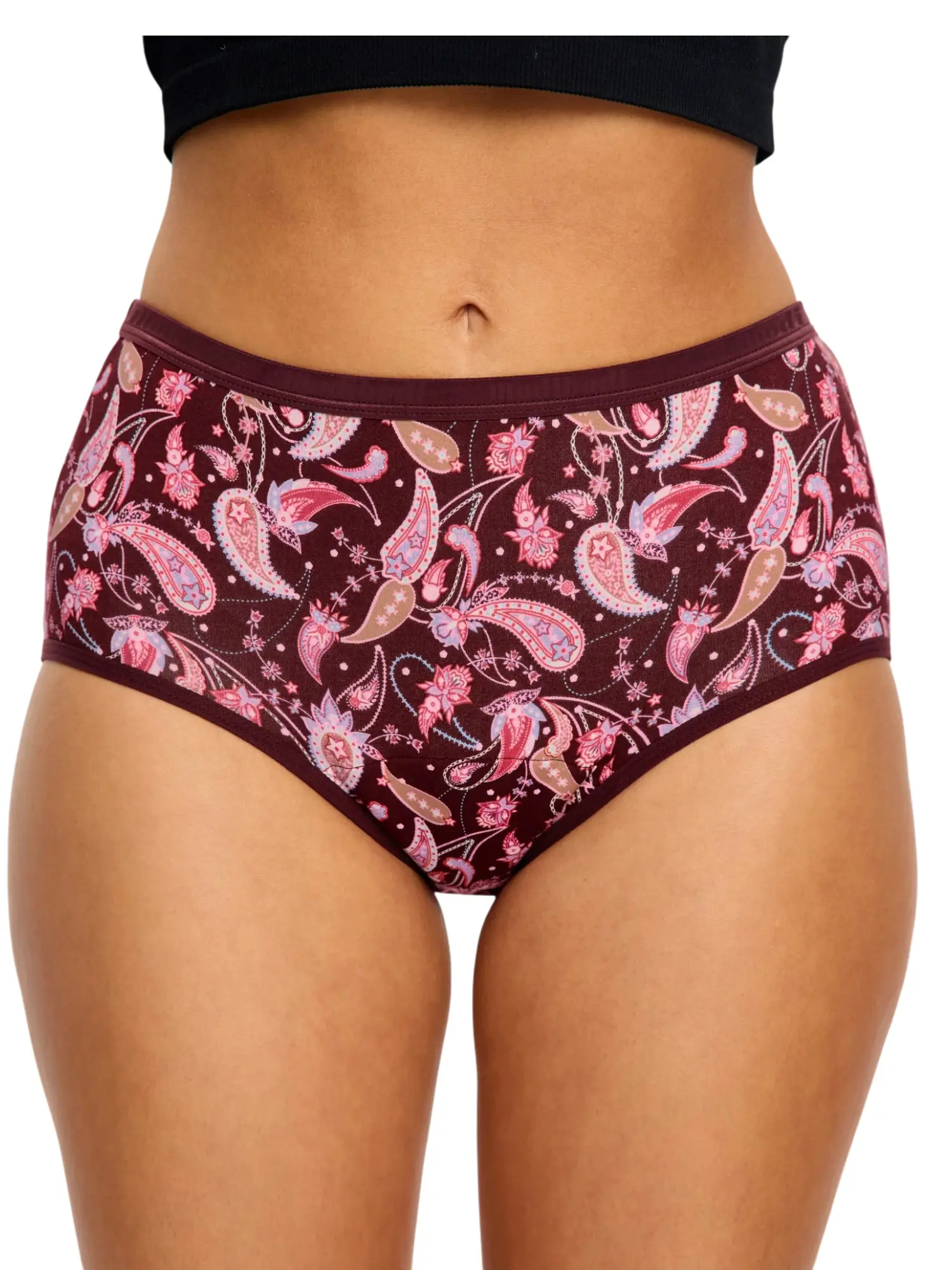 Menstruační kalhotky Modibodi Classic Full Brief Moderate Opulent Paisley Red (MKMCFBMFP)