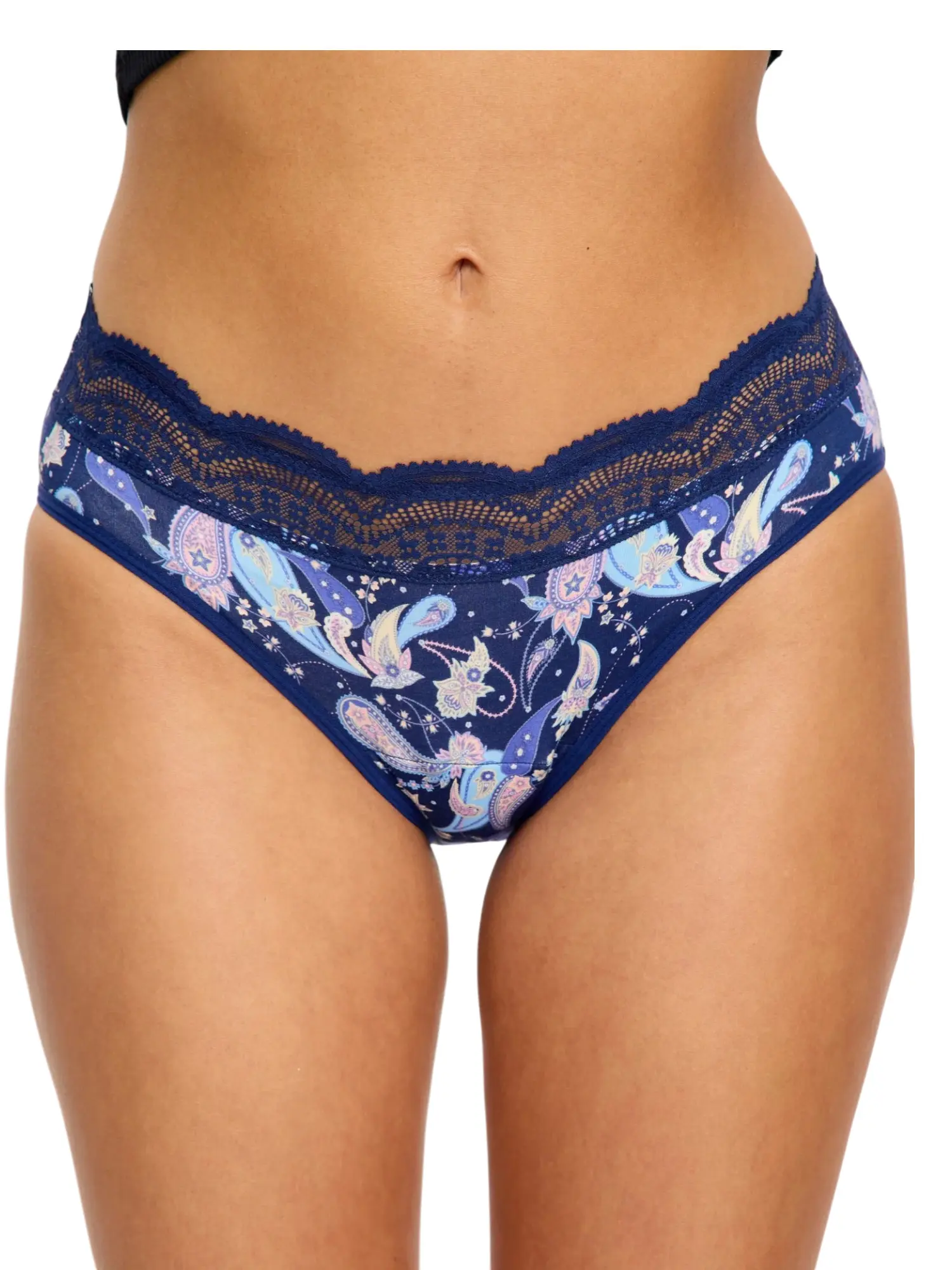 Menstruační kalhotky Modibodi Sensual Hi Waist Bikini Moderate Opulent Paisley Navy (MKMSHWBMOPN)