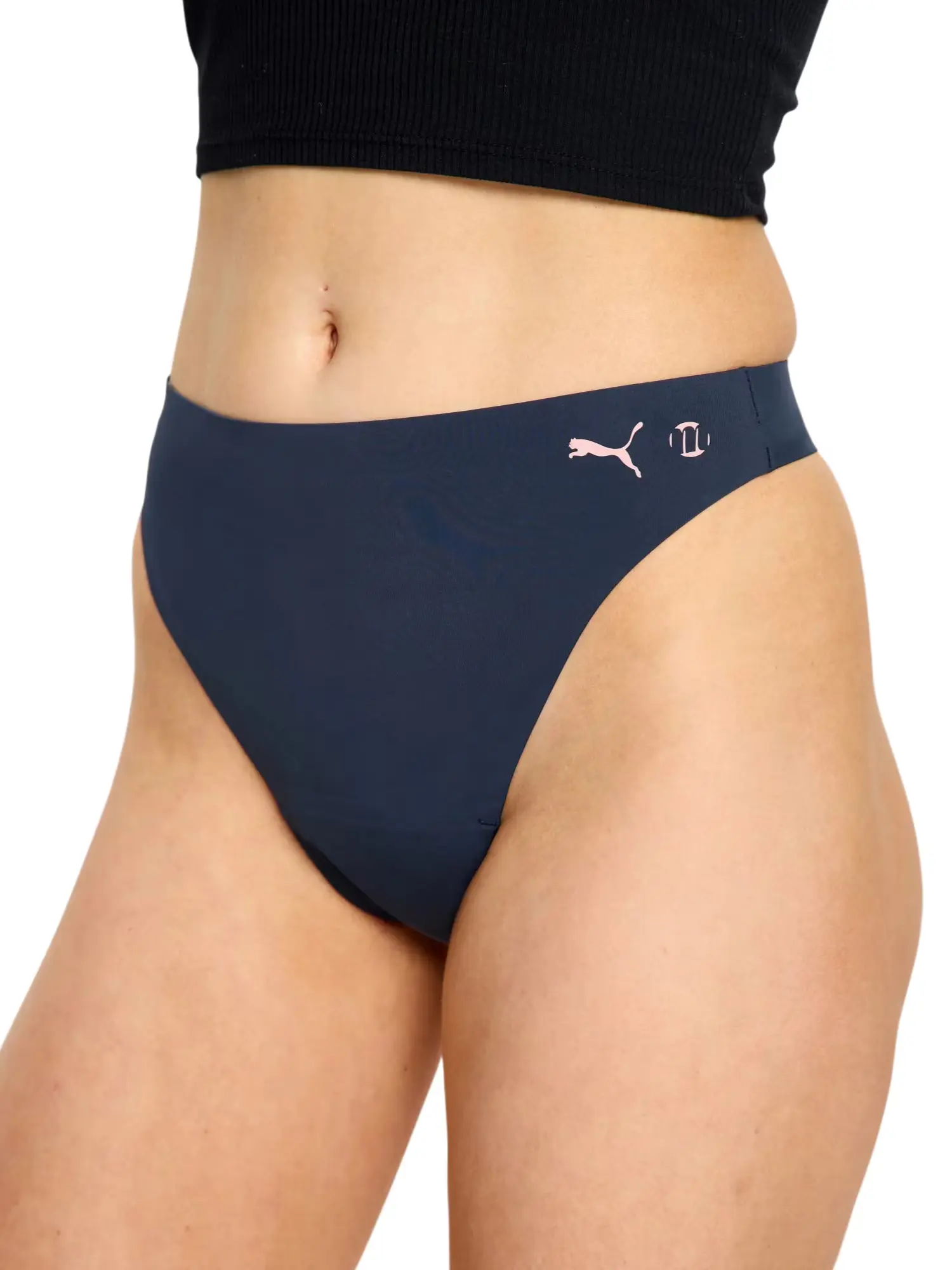 Menstruační kalhotky PUMA & Modibodi Seamfree Active Hi Waist Thong Light Midnight (MKPMSAHWTLM) S
