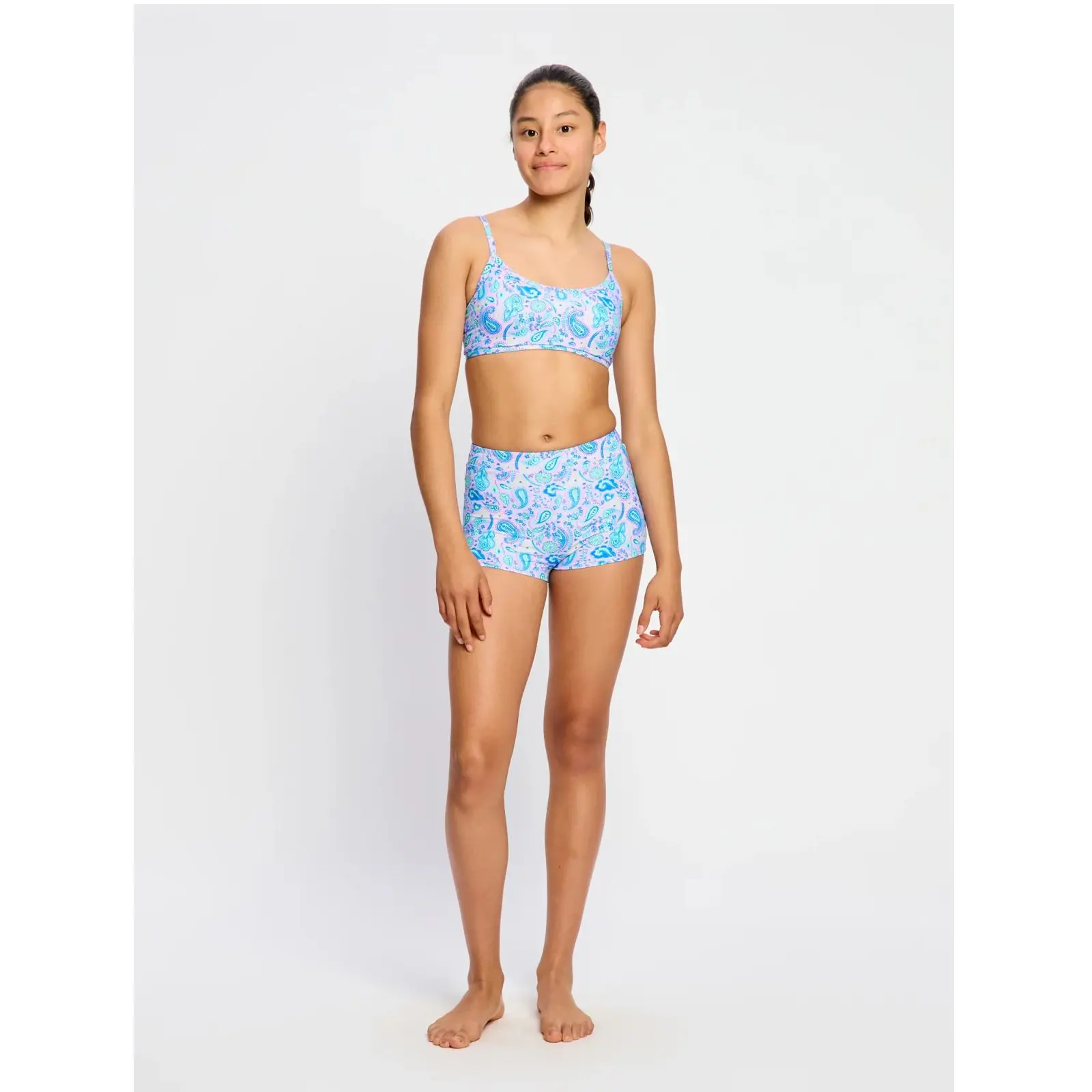 Dívčí plavky Modibodi crop top Paisley Pink horní díl (SWCRHIPLPT)
