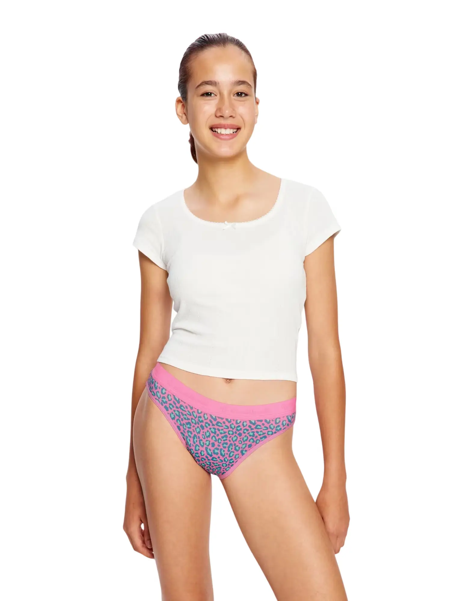 Dívčí menstruační kalhotky Modibodi Teen Hipster Bikini Moderate Mystic Leopard Pink (HIBIMHMLPT) 8-10 let