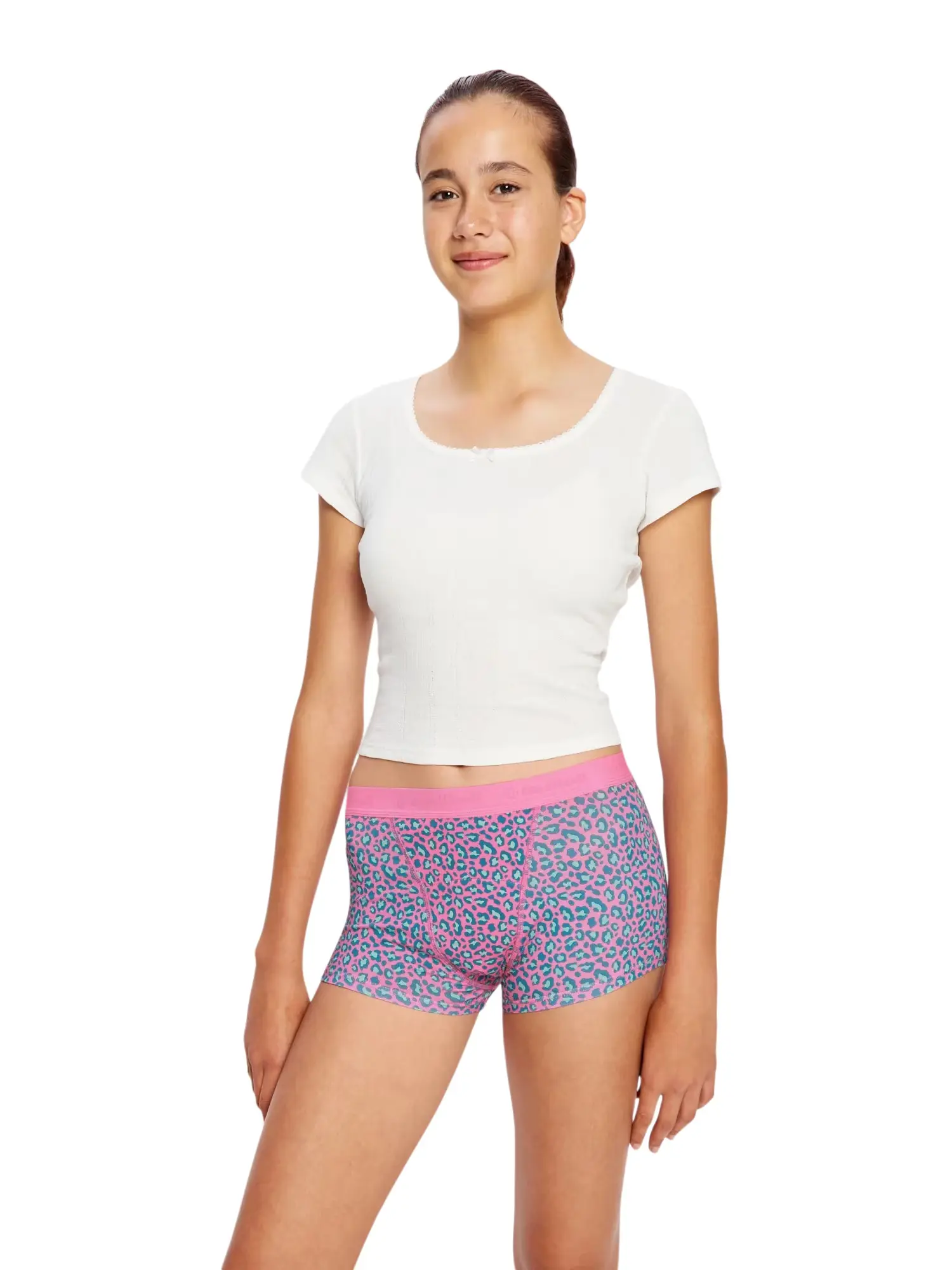 Dívčí menstruační kalhotky Modibodi Teen Hipster Boyshort Super Mystic Leopard Pink (HIBSSOMLPT)