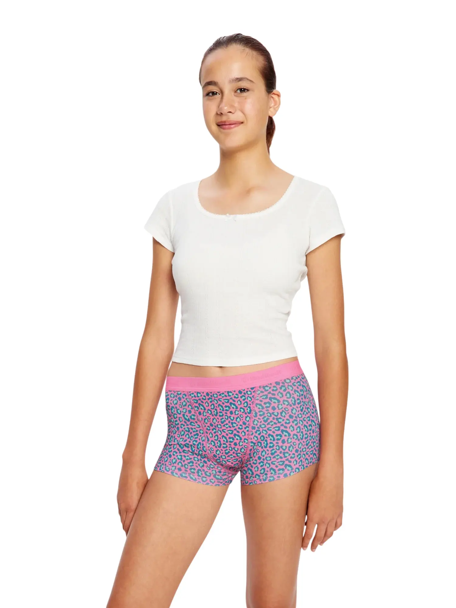 Dívčí menstruační kalhotky Modibodi Teen Hipster Boyshort Super Mystic Leopard Pink (HIBSSOMLPT)