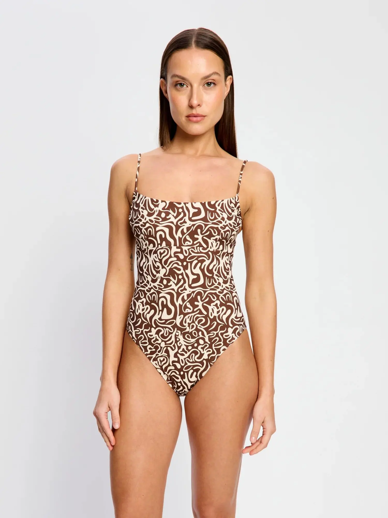 Menstruační plavky Modibodi String Back One Piece Light Sea Swirl (SWSBSOLMSESW)