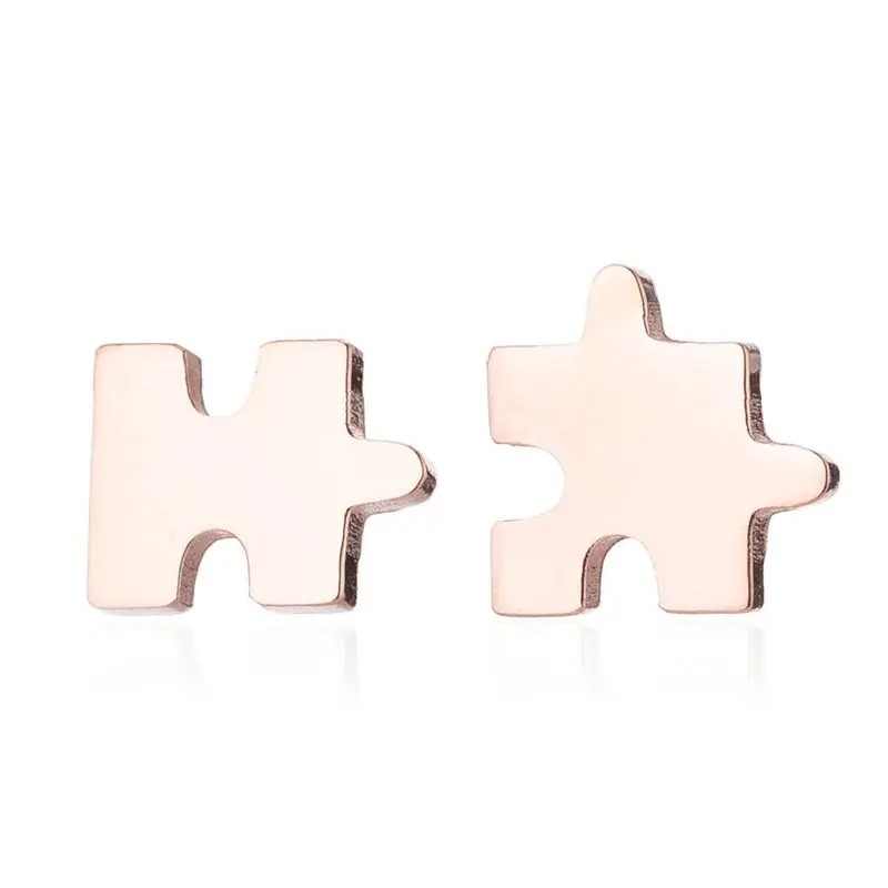 S4U Zlacené ocelové náušnice PUZZLE - OPN1042-RD