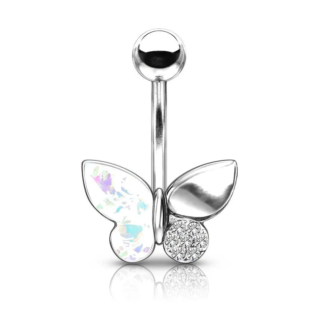 Piercing do pupíku motýlek (bílá) - WP01331-WH
