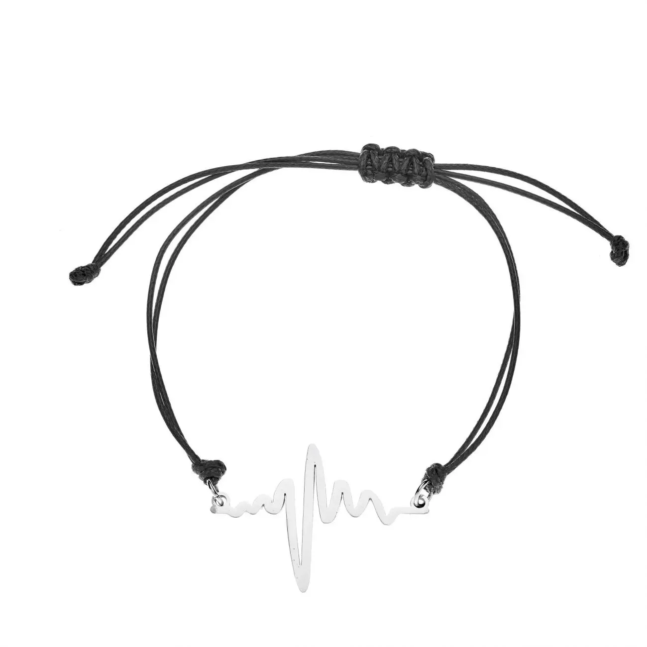 S4U Černý textilní náramek heartbeat - ON004K