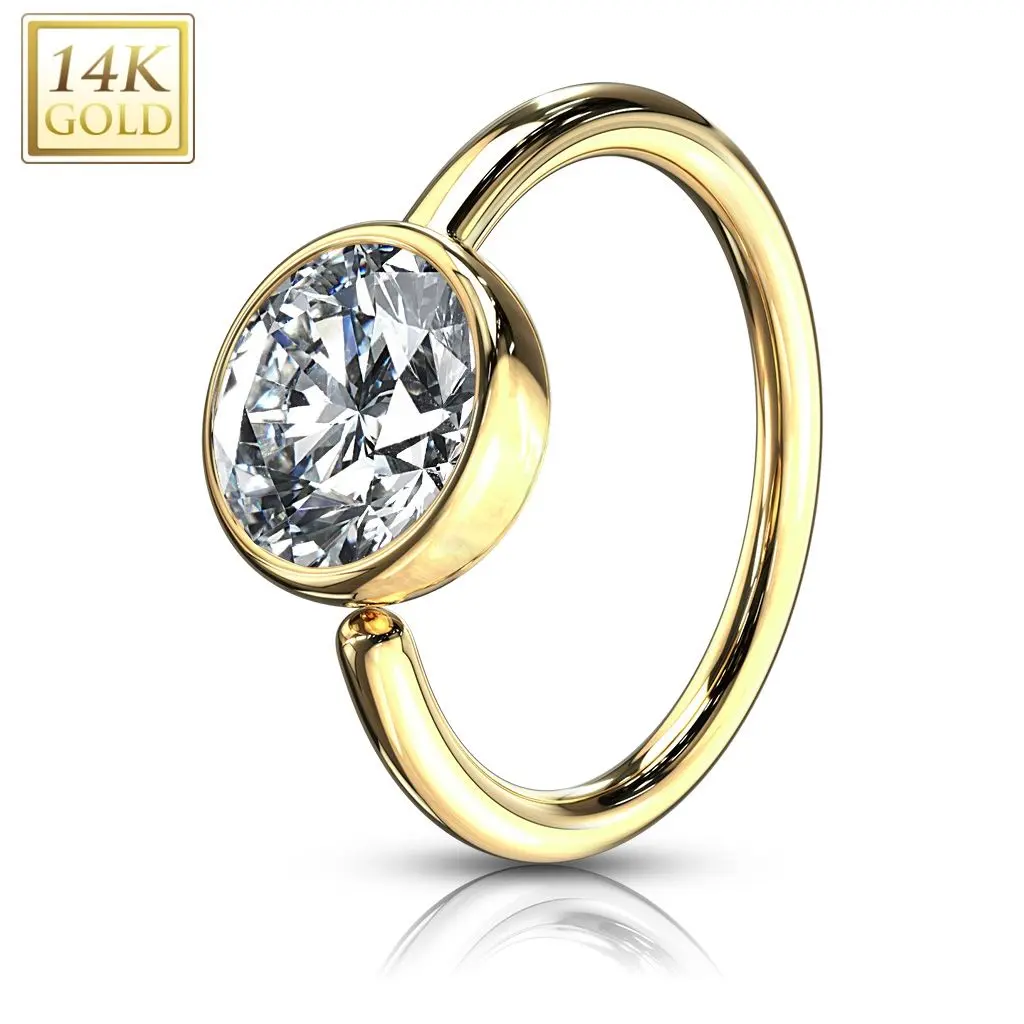 Zlatý piercing do nosu kruh, 0,8 x 8 mm, Au 585/1000 - ZL01060-YG