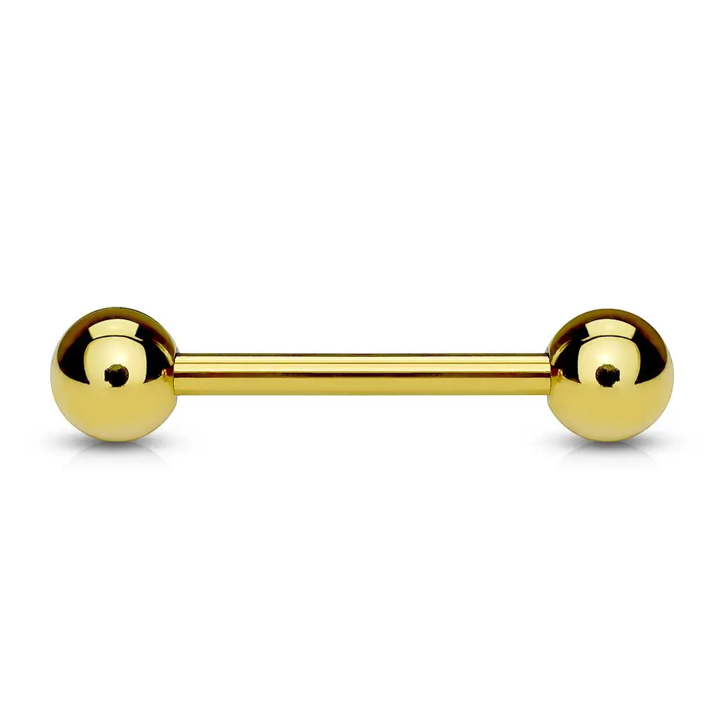 Pozlacený piercing do jazyka 1,6 x 16 mm, kuličky 6 mm - PJ01056-1616