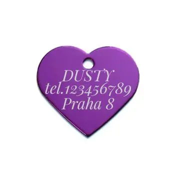 S4U Hliníková psí známka srdíčko velké (fialová) - PZ012-VI