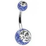 Piercing do pupíku - banánek (modrá/čirý zirkon) - BA01072-BC