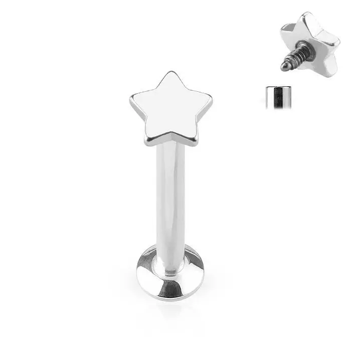 S4U Piercing do brady - labreta, hvězdička (1,2 x 8 mm) - LB1036ST-1208