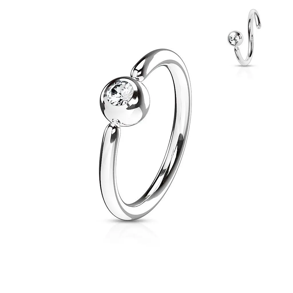 Piercing - kruh, kulička se zirkonem (1,2 x 10 mm) - K1016-12103