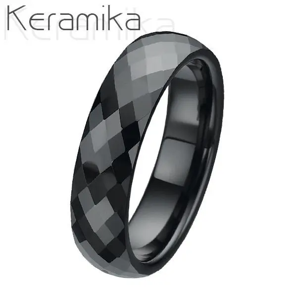 NUBIS Keramický prsten černý, šíře 6 mm